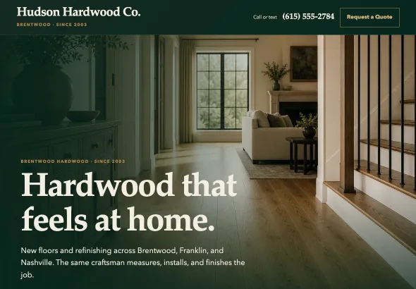 Live Hudson Hardwood Co. sample website