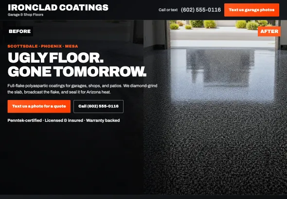 Live Ironclad Coatings sample website